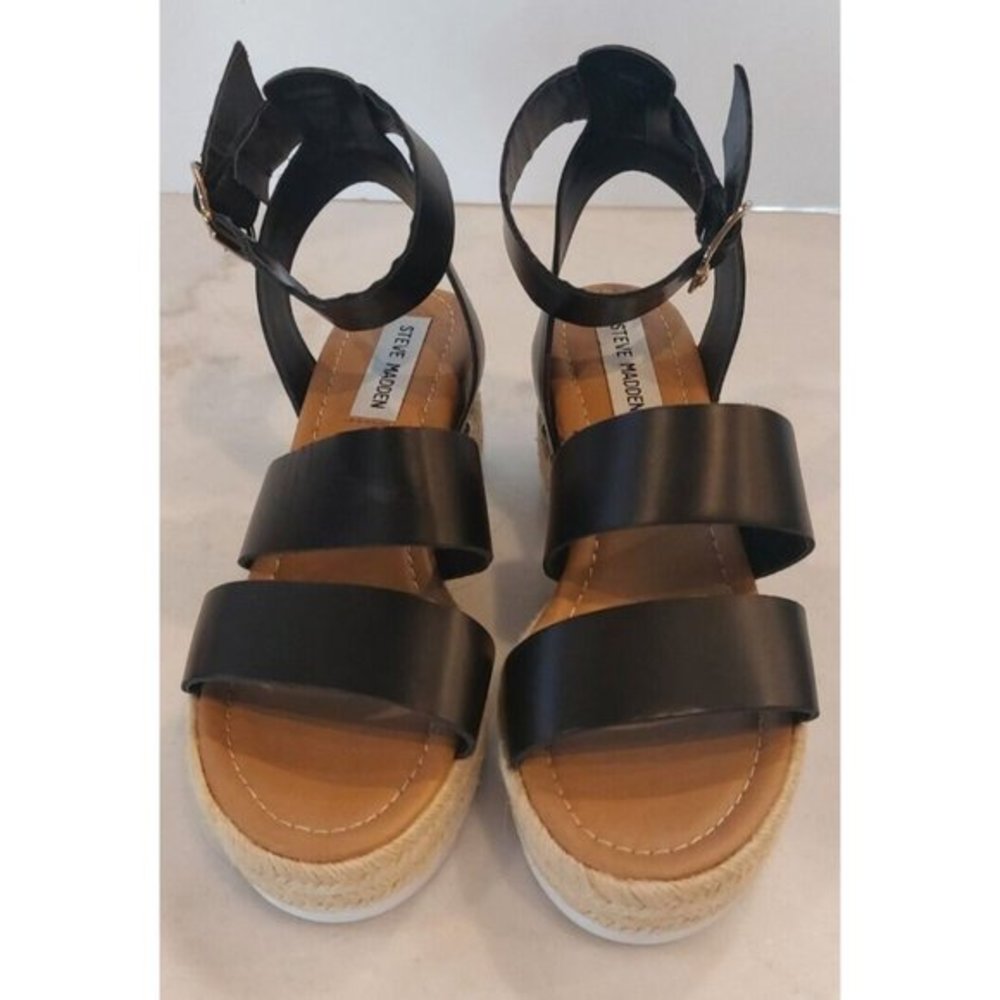 Steve Madden Women's Kimmie Espadrille‎ Wedge Sandal Size 7.5 M, Black, New